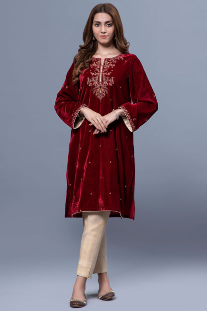 Stitched 1 Piece Velvet Embroidered Shirt