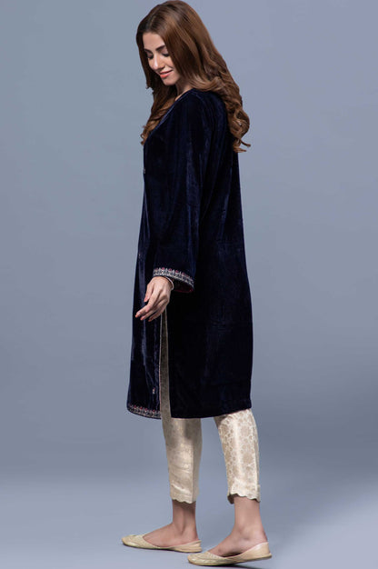 Stitched 1 Piece Velvet Embroidered Shirt