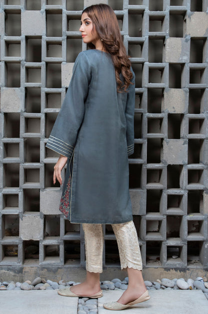 Stitched 1 Piece Organza Embroidered Shirt