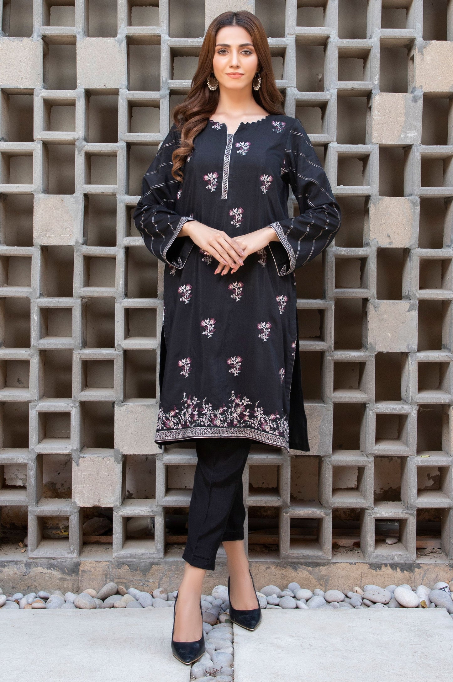 Stitched 1 Piece Raw Silk Embroidered Shirt