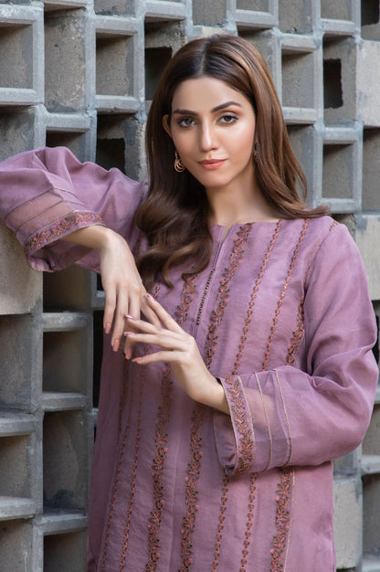 Stitched 1 Piece Organza Embroidered Shirt