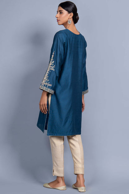 Stitched 1 Piece Cotton Net Embroidered Shirt