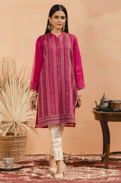 Stitched 1 Piece Organza Embroidered Shirt