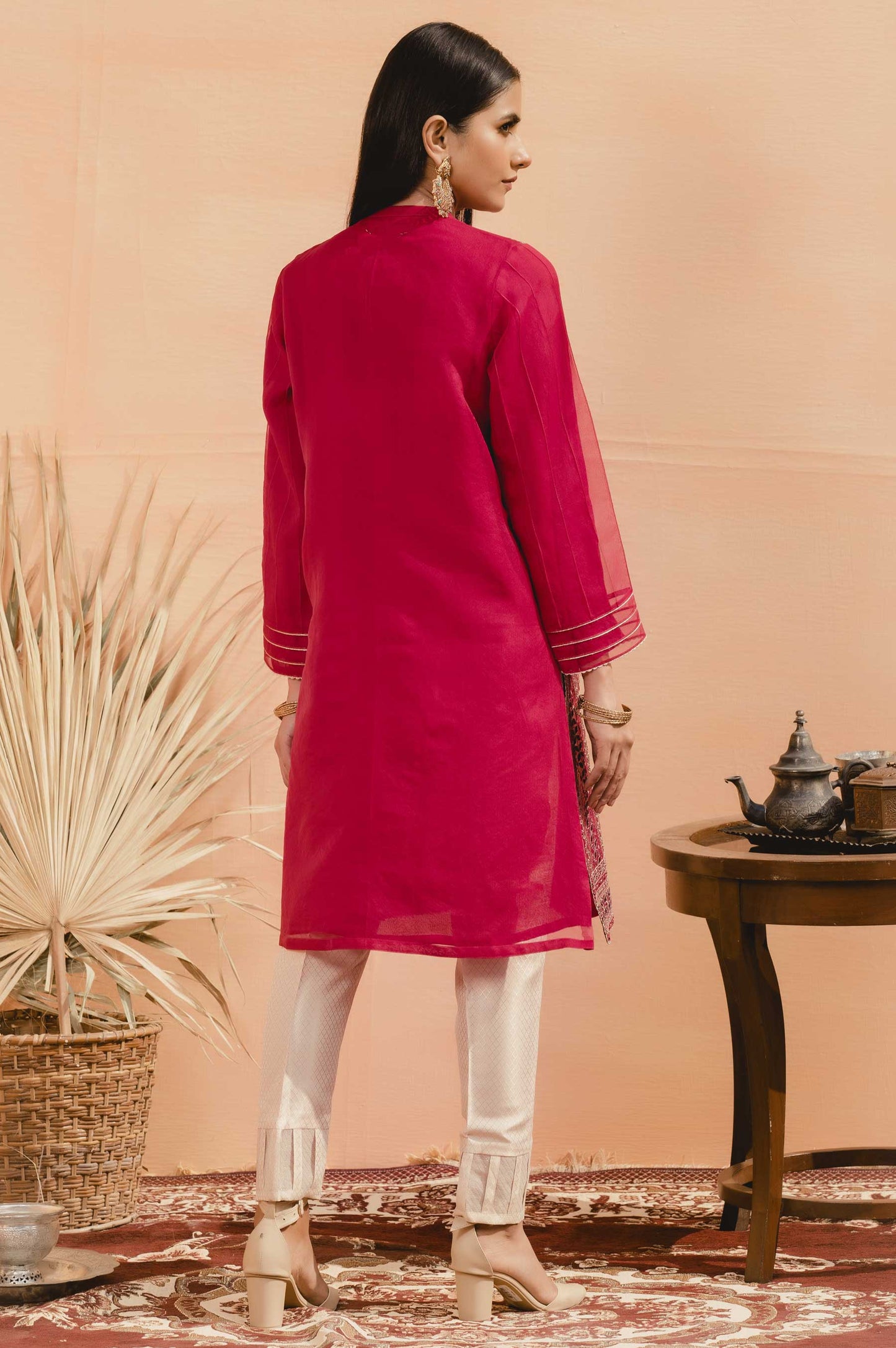 Stitched 1 Piece Organza Embroidered Shirt