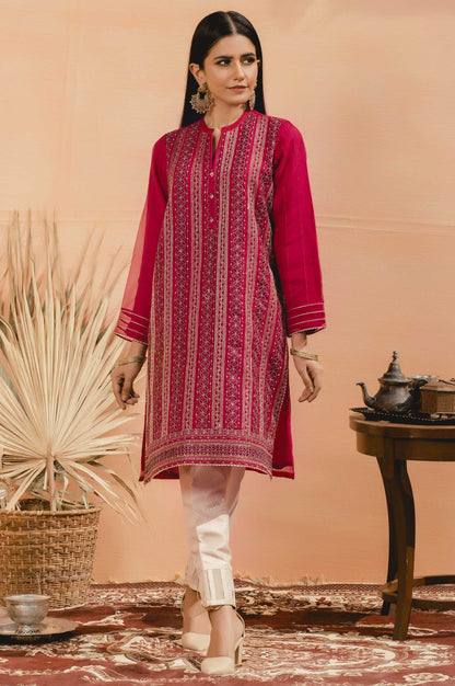 Stitched 1 Piece Organza Embroidered Shirt