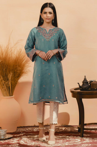 Stitched 1 Piece Organza Embroidered Shirt