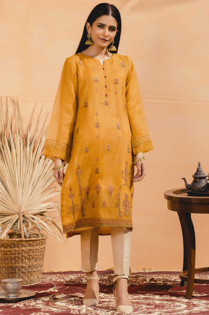 Stitched 1 Piece Organza Embroidered Shirt