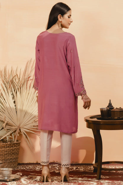 Stitched 1 Piece Raw Silk Embroidered Shirt