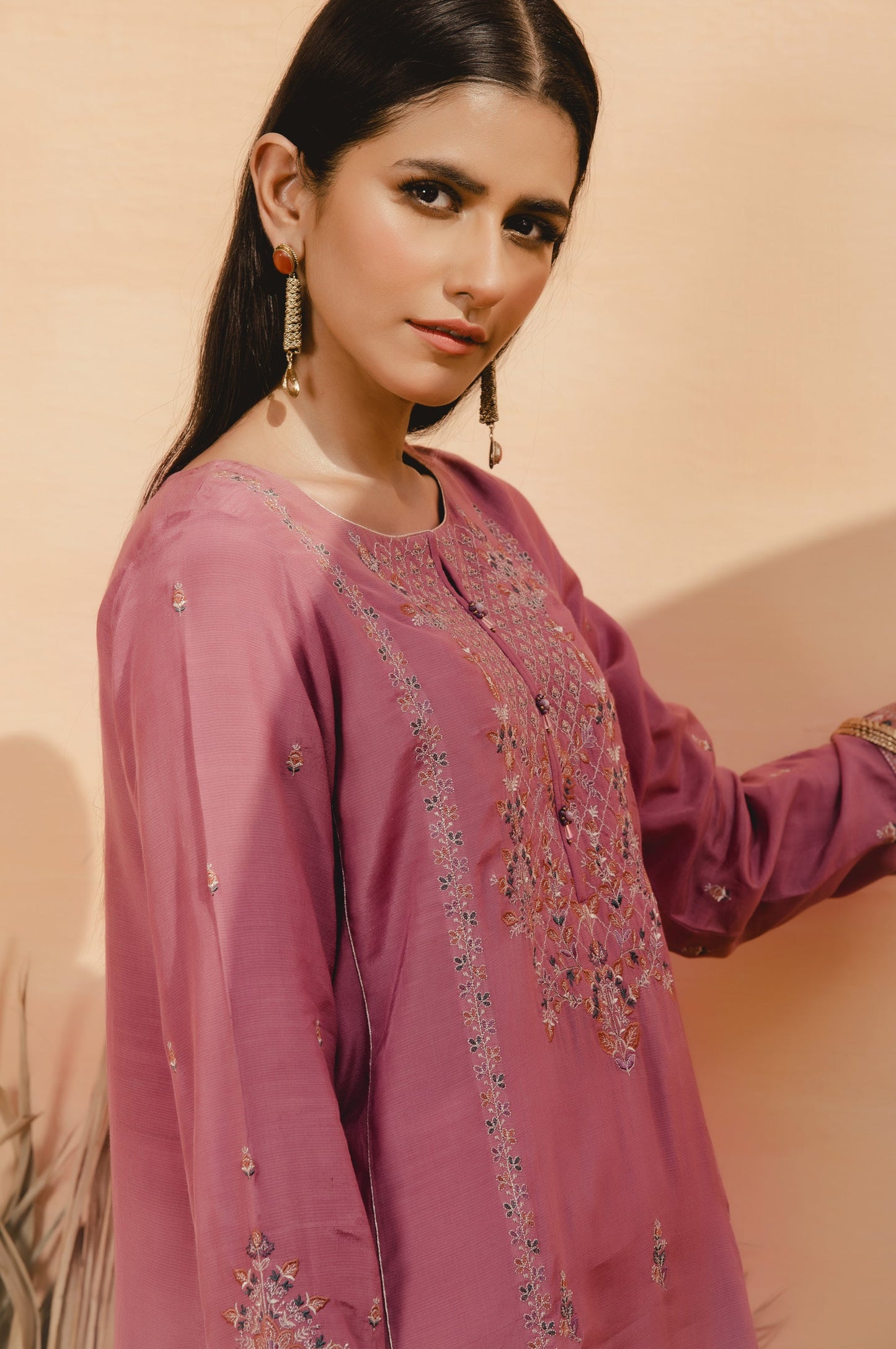 Stitched 1 Piece Raw Silk Embroidered Shirt