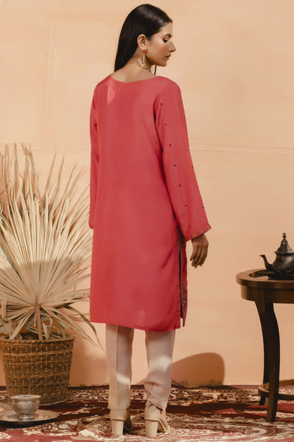Stitched 1 Piece Raw Silk Embroidered Shirt