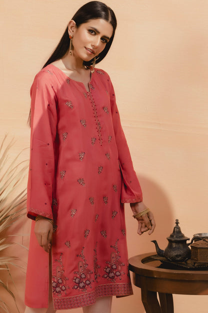 Stitched 1 Piece Raw Silk Embroidered Shirt