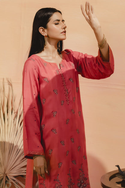 Stitched 1 Piece Raw Silk Embroidered Shirt