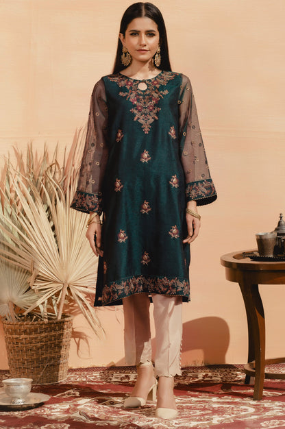 Stitched 1 Piece Khaddi Net Embroidered Shirt