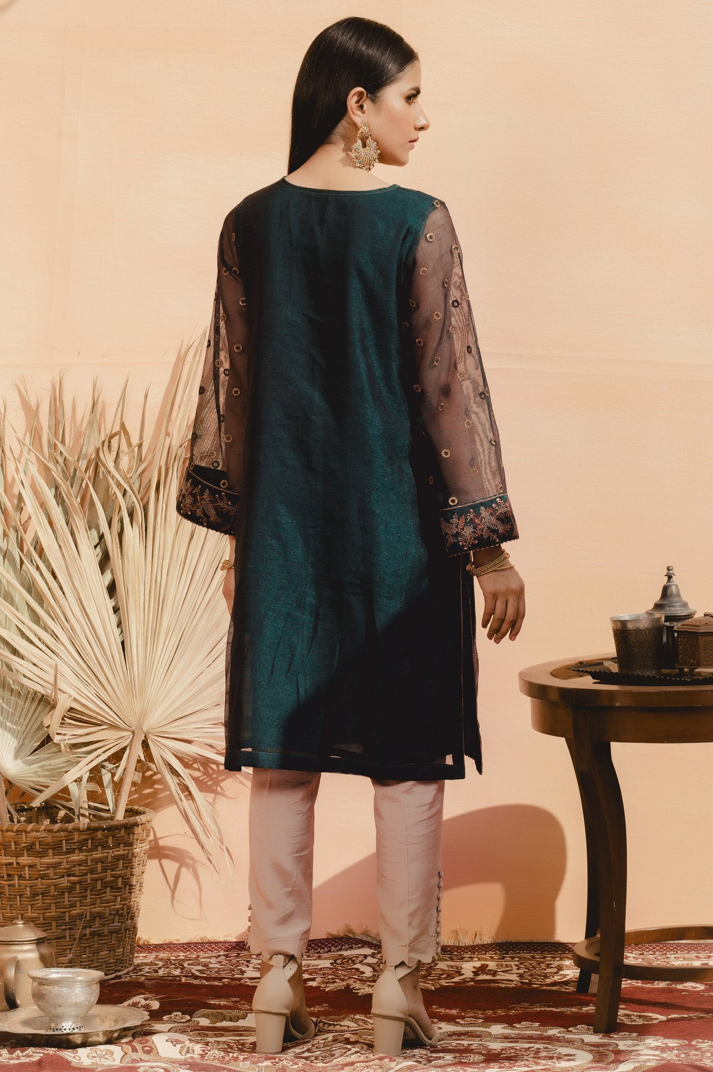 Stitched 1 Piece Khaddi Net Embroidered Shirt