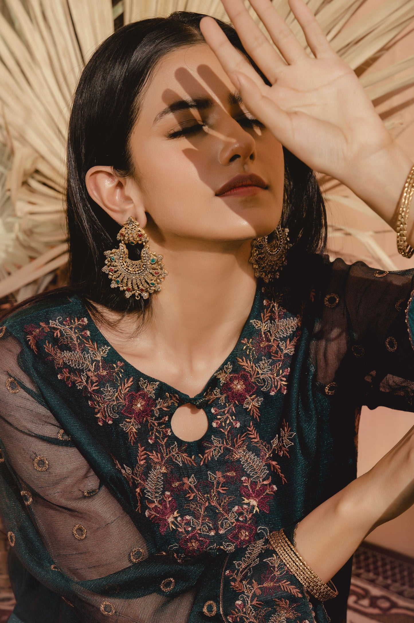 Stitched 1 Piece Khaddi Net Embroidered Shirt