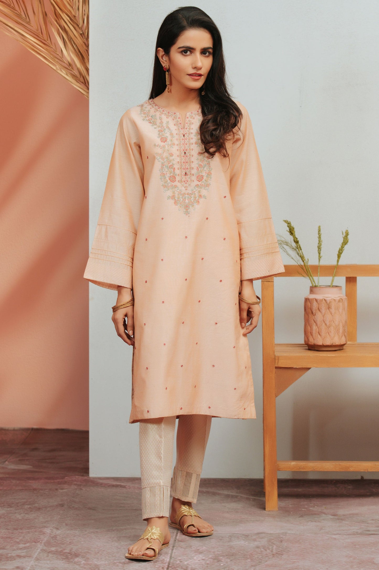 Stitched 1 Piece Cotton Staple Embroidered Shirt