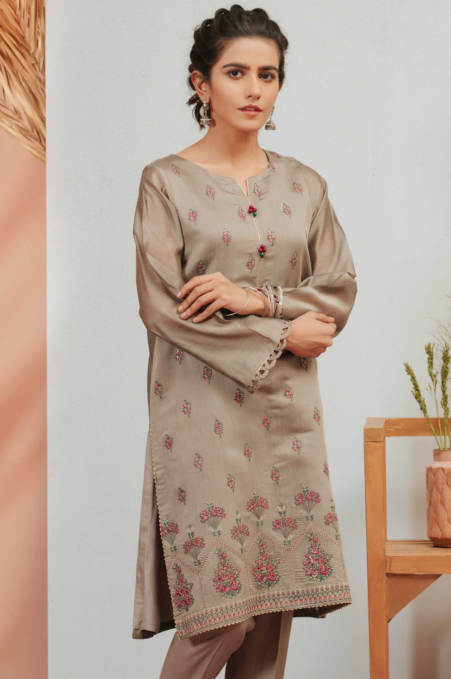 Stitched 1 Piece Cotton Staple Embroidered Shirt