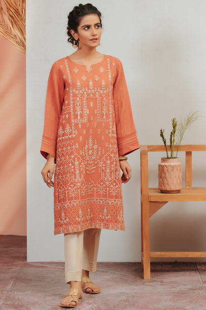 Stitched 1 Piece Organza Embroidered Shirt