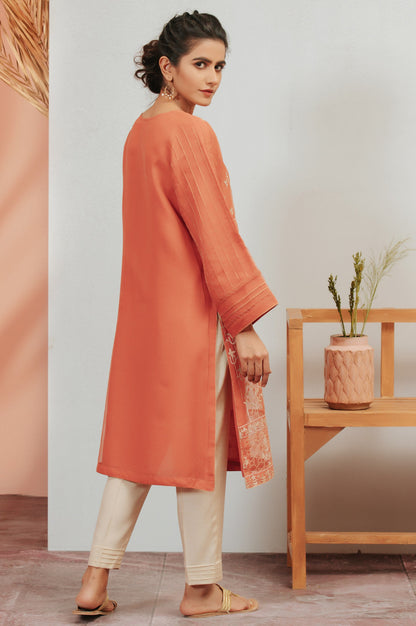 Stitched 1 Piece Organza Embroidered Shirt