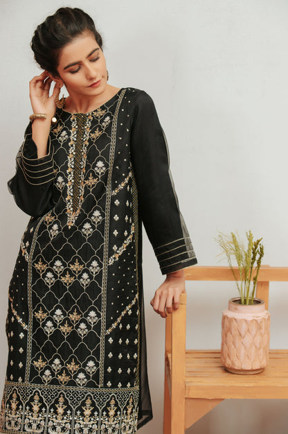 Stitched 1 Piece Organza Embroidered Shirt