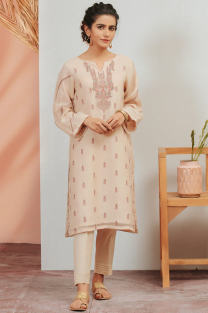 Stitched 1 Piece Organza Embroidered Shirt