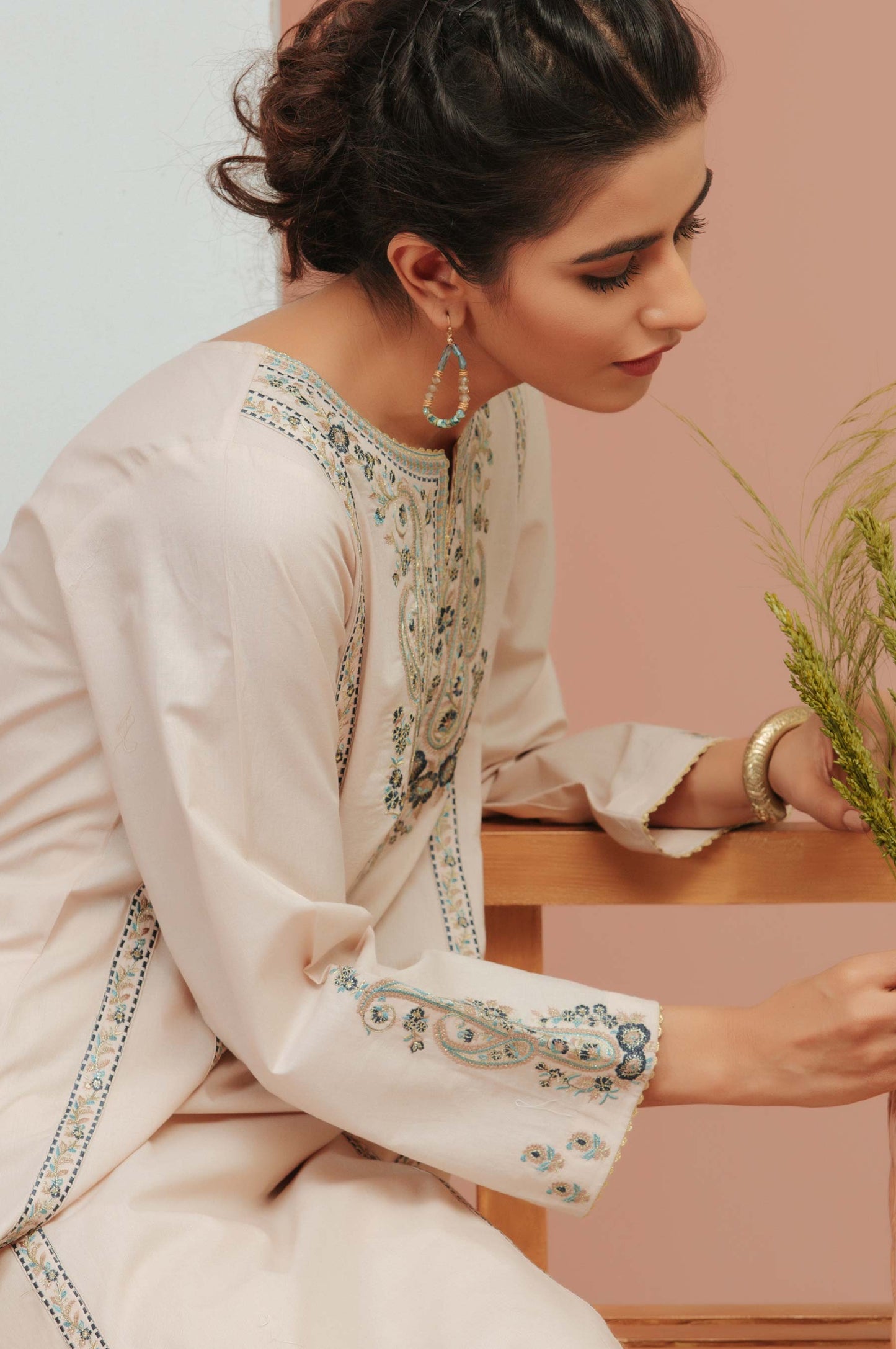 Stitched 1 Piece Cambric Embroidered Shirt