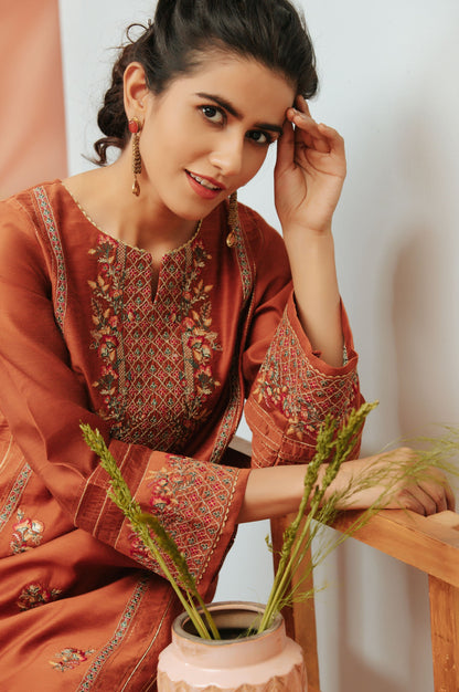Stitched 1 Piece Cotton Net Embroidered Shirt