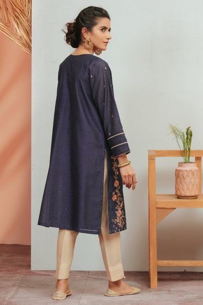 Stitched 1 Piece Cotton Net Embroidered Shirt