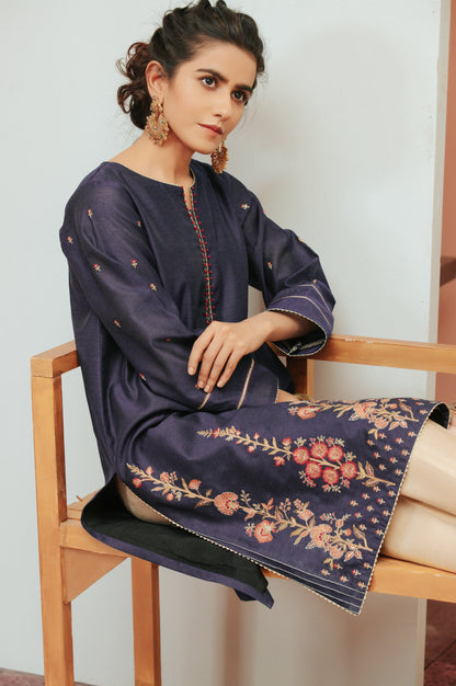 Stitched 1 Piece Cotton Net Embroidered Shirt