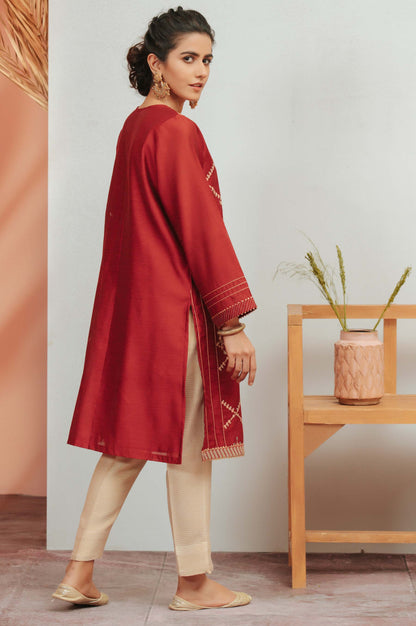 Stitched 1 Piece Cotton Net Embroidered Shirt