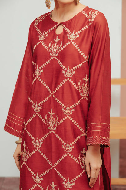 Stitched 1 Piece Cotton Net Embroidered Shirt