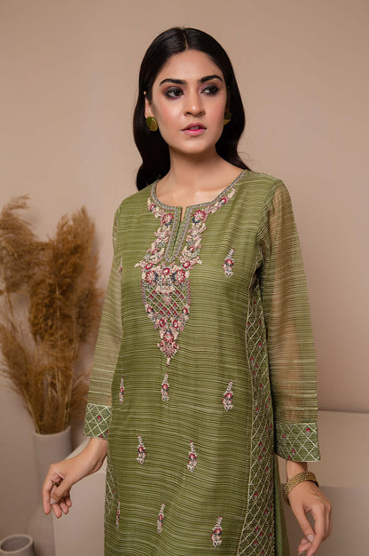 Stitched 1 Piece Organza Embroidered Shirt