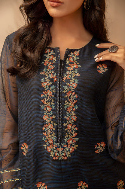 Stitched 1 Piece Organza Embroidered Shirt