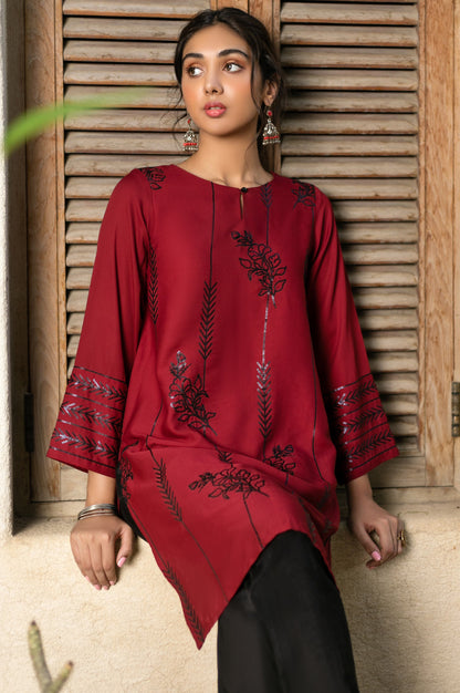 Stitched 1 Piece Crepe Dyed Embroidered Shirt