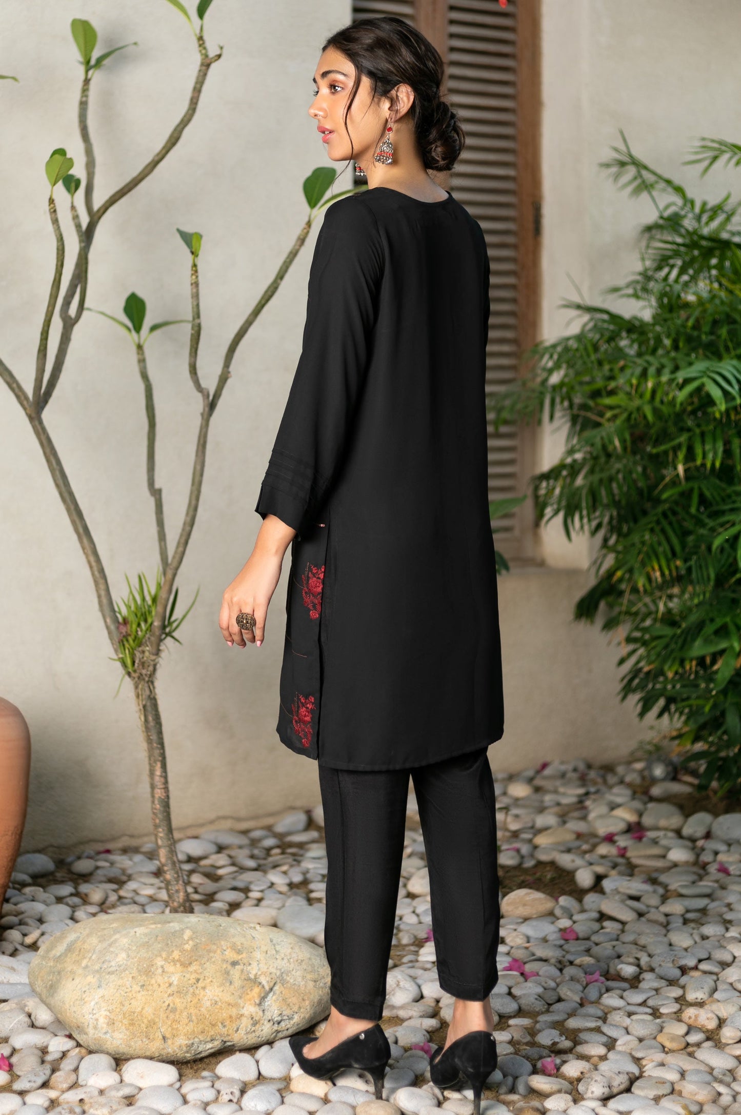 Stitched 1 Piece Crepe Dyed Embroidered Shirt