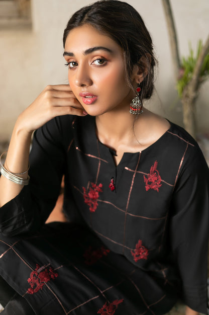 Stitched 1 Piece Crepe Dyed Embroidered Shirt