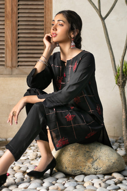 Stitched 1 Piece Crepe Dyed Embroidered Shirt