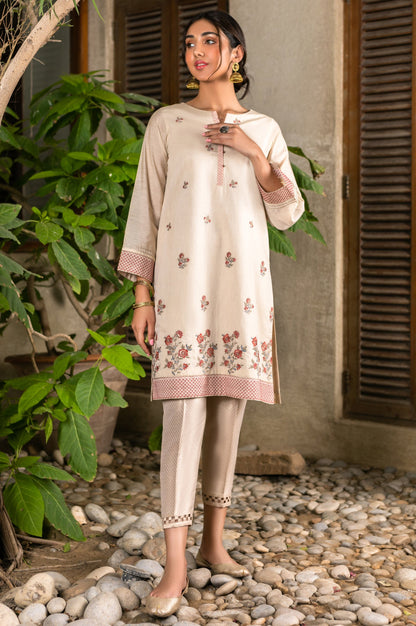 Stitched 1 Piece Paper Silk Dyed Embroidered Shirt