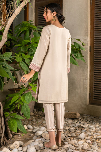 Stitched 1 Piece Paper Silk Dyed Embroidered Shirt