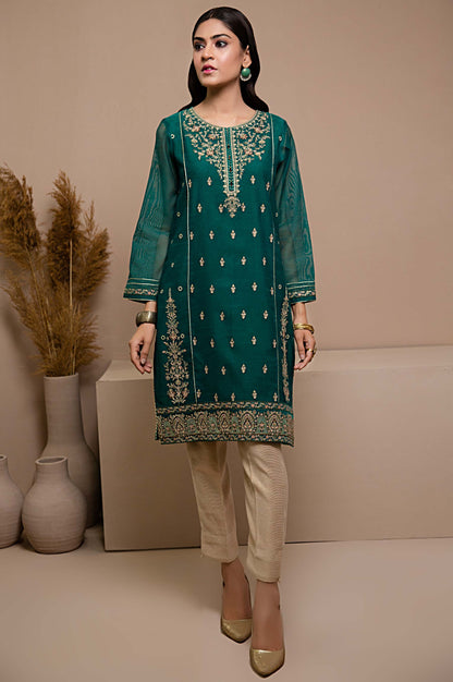 Stitched 1 Piece Khaddi Net Embroidered Shirt