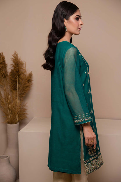 Stitched 1 Piece Khaddi Net Embroidered Shirt