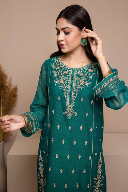 Stitched 1 Piece Khaddi Net Embroidered Shirt