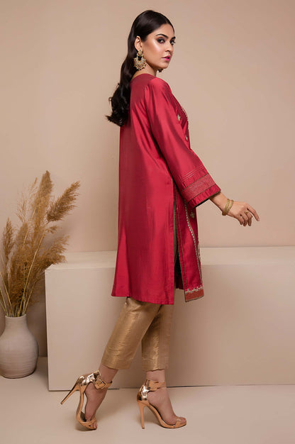 Stitched 1 Piece Cotton Silk Embroidered Shirt