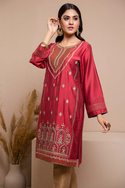 Stitched 1 Piece Cotton Silk Embroidered Shirt