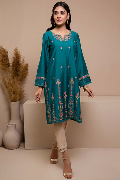 Stitched 1 Piece Cotton Silk Embroidered Shirt