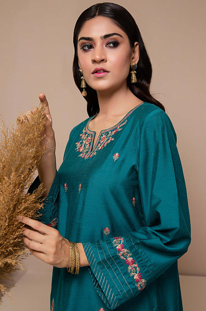 Stitched 1 Piece Cotton Silk Embroidered Shirt