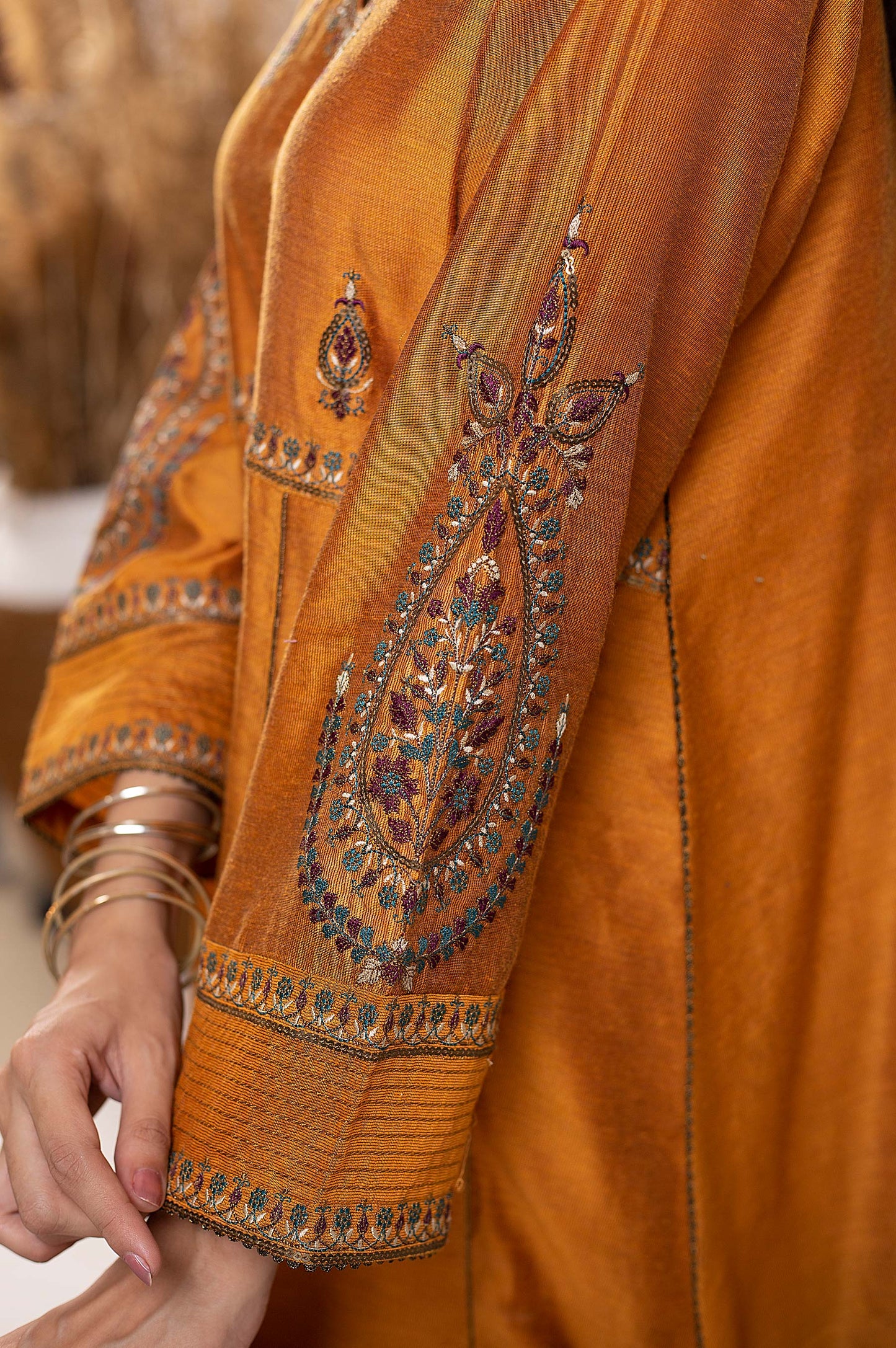 Stitched 1 Piece Cotton Net Embroidered Shirt