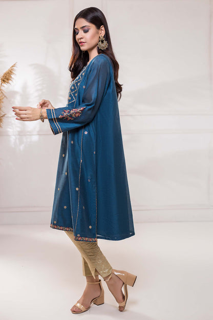 Stitched 1 Piece Cotton Net Embroidered Shirt