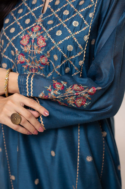 Stitched 1 Piece Cotton Net Embroidered Shirt