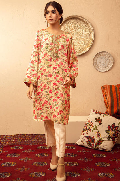 Stitched 1 Piece Poly Satin Embroidered Shirt